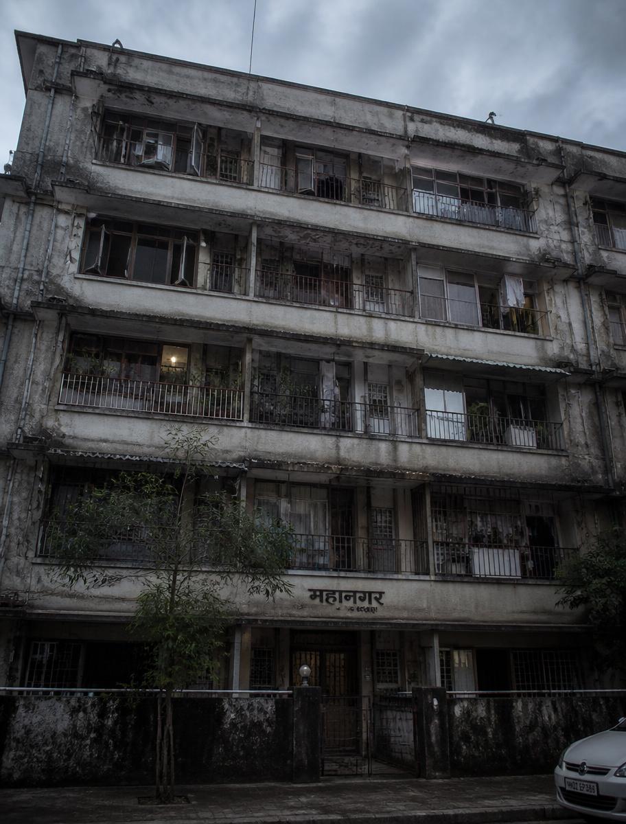 Ageing co-operative housing society building in Mumbai before redevelopment